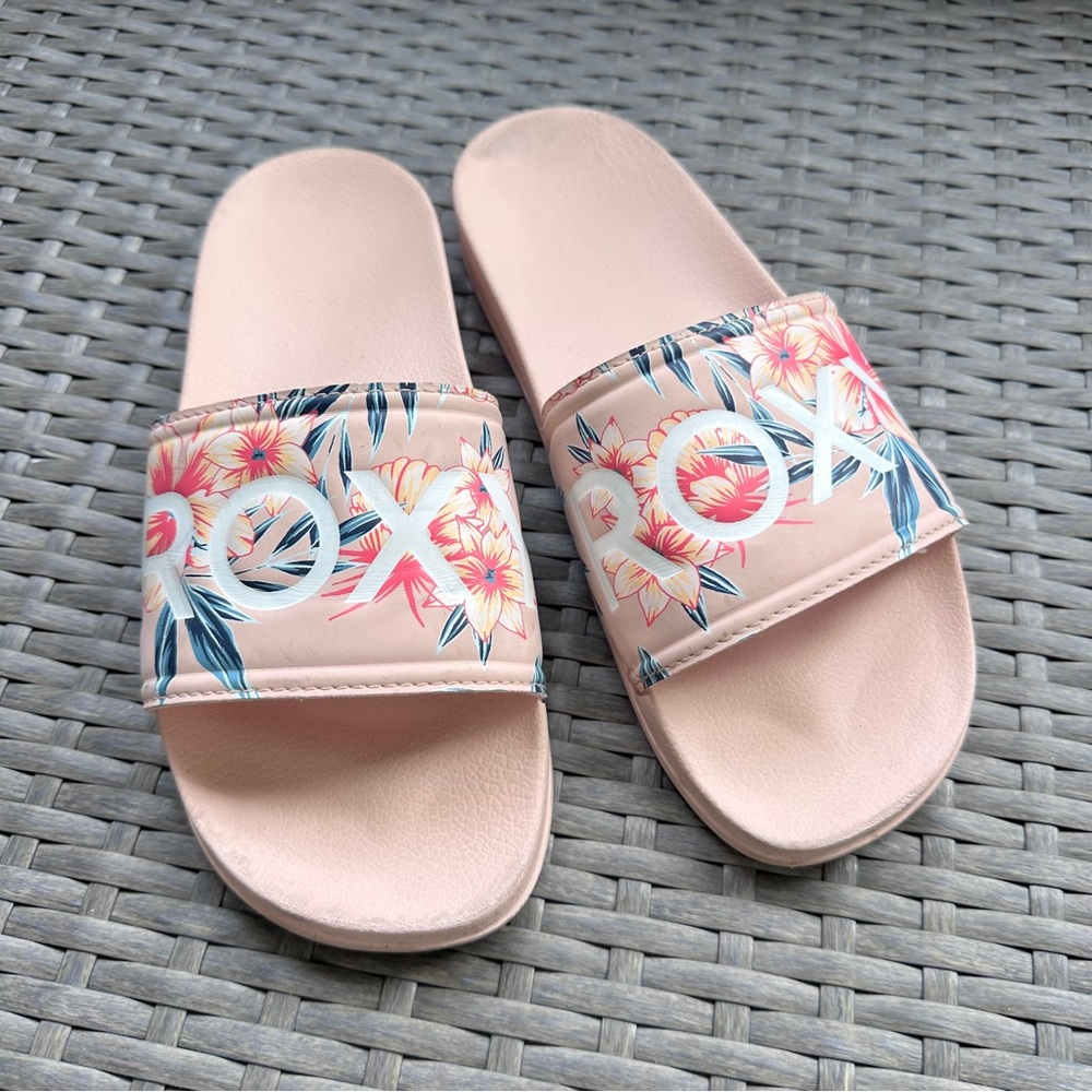 Roxy Women's Pink Floral Slide Sandals